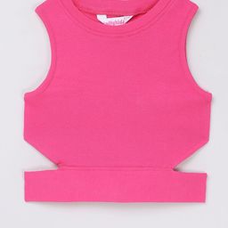 taffykids Girl's Ribbed Cotton Sleeveless Styled Back Crop Top-image-41