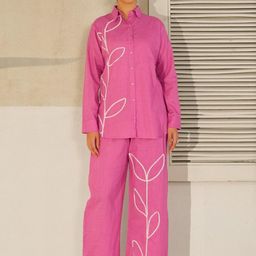 AUTUMN LANE Hardik Punch Embroidered Cotton Shirt With Trouser Co-Ords-image-26