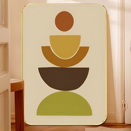 Livin'luxe Green & Brown Modern Geometric Abstract Rectangle Wall Art-picture-31