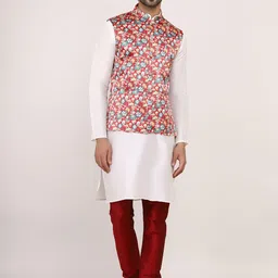 Sadree Men Printed Regular Dupion Silk Kurta with Churidar-picture-6