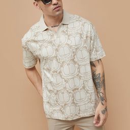 Fame Forever by Lifestyle Men Graphic Printed Polo Collar Cotton Oversized T-shirt-picture-0