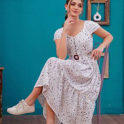 OH MI DIOS Women Polka Dot Print Fit & Flare Dress-image-97