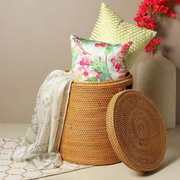 HABERE INDIA Brown Laundry Bag With Lid-20
