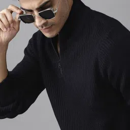 The Roadster Lifestyle Co. Men Self Designed High Neck Sweater-image-35