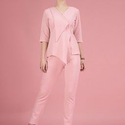 DressBerry V-Neck Asymmetric Top With Trousers Co-Ords-picture-4