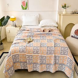 JC HOME White & Grey Geometric AC Room 350 GSM Single Bed Quilt-image-89