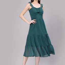 BAESD Layered Women Self Design Tiered Fit & Flare Midi Dress-picture-4