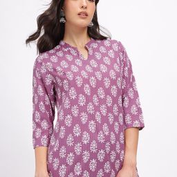 Anouk Rustic Floral Printed Mandarin Collar Straight Pure Cotton Kurti-picture-1