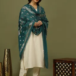 Sangria Women Solid Kurta with Trousers & Dupatta-picture-11