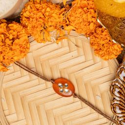 Look and Adorn Unisex Orange Lumba Rakhi-image-44