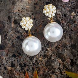 StyleCast Gold-Plated Pearls Beaded Circular Shaped Drop Earrings-image-79