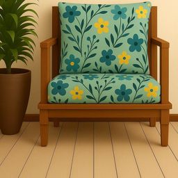 STITCHNEST Green & Yellow 2 Piece Printed Lycra Sofa Cover-image-34