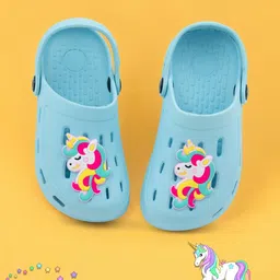 Yellow Bee Girls Unicorn Charm Clogs-36