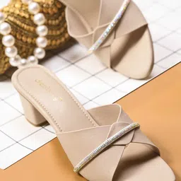 DressBerry Embellished Block Heel Sandals-18