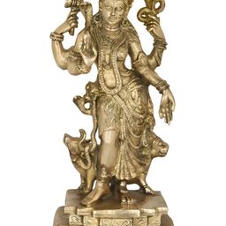 Exotic India Gold-Toned Ardhanarishvara Brass Idol Showpiece-picture-4