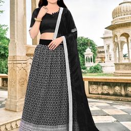 F Plus Fashion Girls Black Net Semi-Stitched Lehenga Choli-image-100