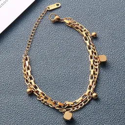 MYKI Stainless Steel Gold-Plated Link Bracelet-image-99