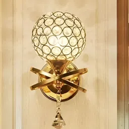 KINIS Gold-Toned Quirky Spherical Shaped Textured Wall Lamp-picture-1