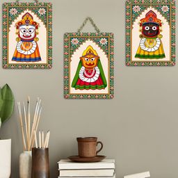 ArtVibes Beige & Green 3 Pieces Printed Wooden Wall Hanging Decors-image-102