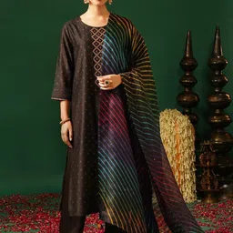 JAYPORE Striped Dyed Silk Dupatta-picture-5
