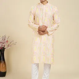 RAJUBHAI HARGOVINDAS Men Floral Printed Regular Kurta with Churidar-image-39