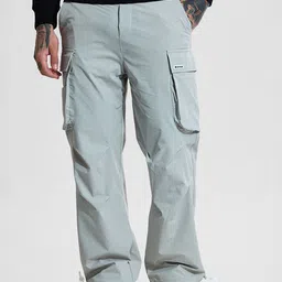 Snitch Men Snitch Light Grey Mid-Rise Relaxed Fit Cargos-image-7