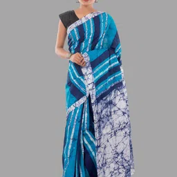 HANDICRAFT PALACE Tie and Dye Pure Cotton Block Print Saree-image-0