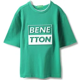United Colors of Benetton Boys Typography Printed Round Neck Pure Cotton Boxy T-shirt-47