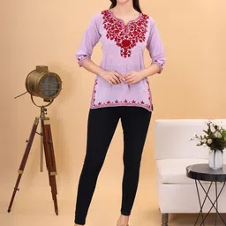 ZREMA Floral Embroidered Thread Work Handloom Thread Work Kurti-image-27
