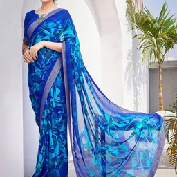 Lookmark Abstract Printed Pure Georgette Saree-picture-0