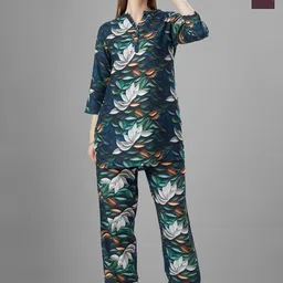 TITTLI Pack Of 2 Printed Mandarin Collar Tunic With Trousers Co-Ords-picture-5