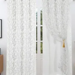 Aura White & Black 2 Pieces Embroidered Black Out Window Curtain-picture-27