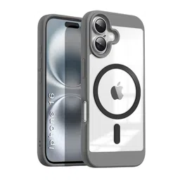 Luxury Kase Grey Shockproof Transparent Clear Hard Back Cover Case for iPhone 16-image-62