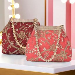 Kuber Industries Set Of 2 Embroidered Potli Clutches-picture-24