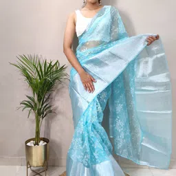 Panzora Ethnic Motifs Sequinned Organza Ready to Wear Saree-image-53
