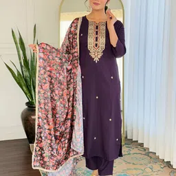 SHREE KHODAL FASHION Women Embroidered Thread Work Kurta with Trousers & With Dupatta-picture-38