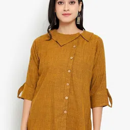 Indietoga Roll-Up Sleeves Cotton Shirt Style Top-image-15