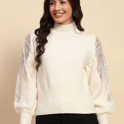 Global Republic Women Turtle Neck Pullover With Embellished Detail-image-77