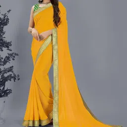 Moda Rapido Yellow Poly Chiffon Sarees-picture-13