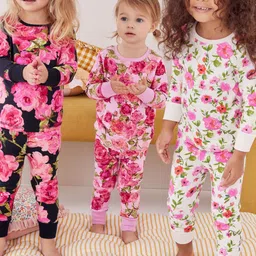 NEXT Girls Pack of 3 Cotton Printed Night Suit-picture-7