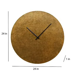 Amaya Decors Gold-Toned Textured Contemporary Wall Clock-50