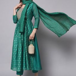 Women Woven Design Kurta with Trousers & Dupatta-35