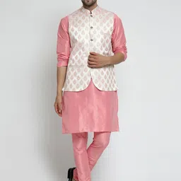 TS LIFESTYLE Men Regular Dupion Silk Kurta with Churidar-image-100