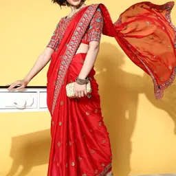 Mitera Sequinned Embellished Embroidered Saree-picture-5