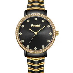 Poshi Women Round Dial Stainless Steel Strap Watch with Adjustable Clasp-35