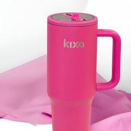 Kixa Pink Single Stainless Steel Solid Double Wall Vacuum Water Bottle-31