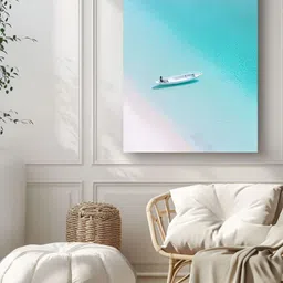 Artsense Teal & White Printed Canvas Wall Art-image-20