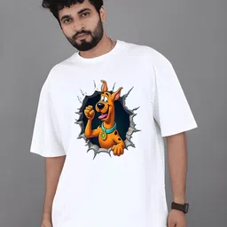 Streetsutra Men Scooby-Doo Graphic Printed Round Neck Cotton Oversized T-shirt-image-13
