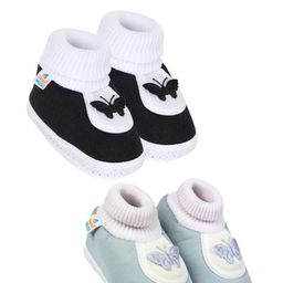 NESKA MODA 3 To 12 Months 2 Pair Set Newborn Unisex Baby Skin Friendly Cotton Butterfly Booties-16