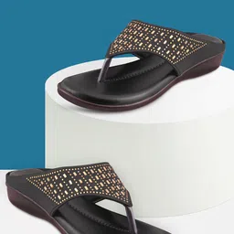 HUNYZA FOOTWEAR Embellished Open Toe Flats-picture-43
